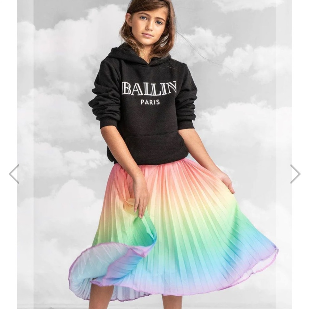 Lola and the Boys OMBRE PLEATED RAINBOW MIDI SKIRT size 8